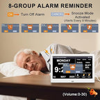 FEYBYLA 2025 New Digital Clock with Temperature/Humidity & Weather Forecast, Auto Time Sync Large Display, Custom Alarms & Medication Reminders, Ideal for Elderly (White, 10.1inch)