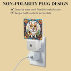 PODMemory Corgi Stained Glass Night Lights Plug into Wall for Room, Corgi Night Light LED for Bedroom