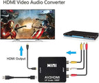 RCA to HDMI, AV to HDMI Converter, GOXMGO 1080P Mini RCA Composite Cvbs AV to HDMI Video Audio Converter Adapter Supporting PAL/Ntsc with USB Charge Cable for PC Laptop Xbox PS4 PS3 TV VCR Camera DVD