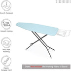 Encasa XO Ironing Board Cover and Pad 49"x18" - 4mm Felt Wide Iron Board Cover with Padding - Heat Resistant, Stain-Safe Dye, Non Slip Elastic Bungee Cord Tightening Iron Table Cover Ice Blue