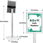 Mutualsign 3Pcs Heavy Duty Pedestal Sign Holder for Display, 8.5 x 11 inches Adjustable Floor Standing Sign Holder with Weighted Base ,Sign Stand for Indoor/Outdoor Advertising，Silver