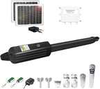 TOPENS A3S Automatic Solar Gate Opener for Light Duty Single Swing Gates Up to 12ft, Single Swing Gate Operator Battery Powered with Remote Control Kit Gate Motor Solar Panel Included
