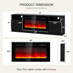 YISUFO 80” TV Stand with 36” Electric Fireplace, Large Modern Media Entertainment Center with Storage Cabinet and 12 Colors LED Lights for TVs Up to 90",All Black