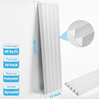 Art3d 10-Pack Peel and Stick Acoustic Panels with Acrylic Tape - 12 x 48 inches, Self Adhesive Sound Absorbing Polyester Wall Panels for Home Office Studio, White