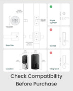 DESLOC Smart Door Lock B200, Smart Deadbolt Lock, Keyless Entry Door Lock, Fingerprint Smart Lock, Smart Locks for Front Door, App Control, Touchscreen Keypad Deadbolts,12-Month Battery, BHMA Grade3