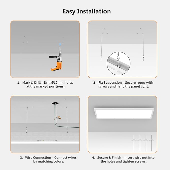 AIKVSXER 12 Pack 1x4 LED Flat Panel Light, 50W 5500LM Surface Mount Ceiling Fixture, 3CCT (3000K/4000K/5000K), Ultra-Thin 48In, 10-100% Triac Dimmable for Kitchen, Garage, Office, Basement