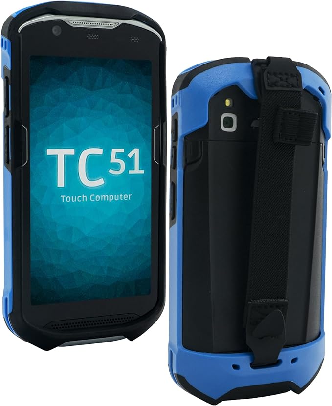 IYOUBOL Protective Cover Bumper Case Rugged Boot with Hand Strap for Zebra TC51 TC510K TC52 TC56 TC57 (Blue)