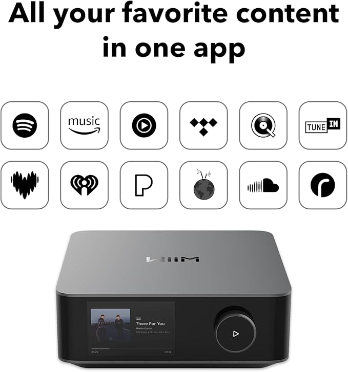 WiiM Amp Ultra with Voice Remote 2 | 100W Streaming Amplifier with Premium ESS ES9039Q2M DAC & Dual TI TPA3255 Amps | Built-in RoomFit EQ & Touchscreen | HDMI ARC, Optical, RCA Inputs | Space Gray