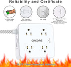 5Ft Flat Plug Braided Extension Cord - CHCORE Surge Protector Power Strip with 8 Outlets and 2 USB-C (PD 30W) Fast Charging Ports and 2 USB-A Ports for Home, Office, Dorm Room Essentials, ETL, White