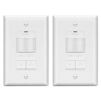 LIDER Motion Sensor Dimmer Switch for Dimmable 200W LED/CFL Lights, 3-Way, 120 V, Modern Upgrade, No Neutral Required, No Ground Required, UL Listed, Wall Plate Included, White, 2 Pack, New Version