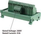 ANMBEST 2 in 16 Out Terminal Blocks Module, 25A DIN Rail and Panel Mounting Power Distribution Breakout Board for PLC Servo Power Amplifier