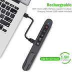 Air Mouse Green Presentation Remote Control USB Rechargeable Presentation Clicker Wireless Presenter RF 2.4 GHz Powerpoint Clicker Slide Advancer Changer Mac/Laptop/Computer