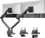 monTEK Dual Monitor Stand for 2 Screens 17 to 35 Inch, Heavy Duty Monitor Mount Arm, VESA Mount Desk Stand with C-Clamp/Grommet Base, Holds up to 24.3 lbs Per Arm, VESA 75/100mm, Gray, MA1010DG-D
