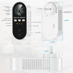 5 in 1 Carbon Monoxide Detectors Plug in with Temperature Humidity Sensor Built in Battery Backup, Natural Gas Leak Detector with Clear LED Display Sound & Light Warning for Home/Hotel, 2Pcs, Black.