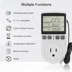 KETOTEK Digital Thermostat Outlet Plug Temperature Controller Outlet Socket 120V Heating Cooling Control 110V 15A Celsius Fahrenheit Display White