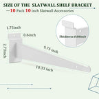 AYAYGD 10 Inch Slat Wall Knife Shelf Bracket, 10 Pack Heavy Duty Slatwall Bracket for Shelves, White Slatwall Accessories with Lip for Slat Wall Panels Shelving Display Home Commercial
