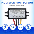 2Pcs 12/24V to 5V 5A 25W DC-DC Step Down Converter, Power Supply Adapter Compatible with Solar Panel, Waterproof Voltage Regulator Car Charging Transformation