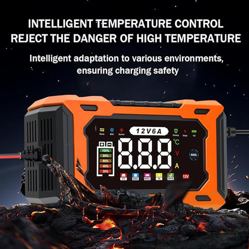 6-Amp 12V Smart Car Battery Charger, Battery Maintainer Trickle Charger with Desulfator, Pulse Repair & Overcharge Protection - for Car Lawn Mower Marine Lead-Acid Batteries (Orange)