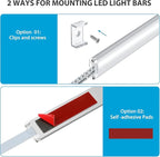 Under Cabinet LED Lights Kit. RGB Color Changing & Super Bright White Lighting. Dimmable with Remote. 6 pcs Linkable LED Light Strips with Power Supply, Extension Cords. Plug in. Max 24W. RGB + 5000K.