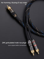 JORZOR Audiophile RCA to 2RCA Subwoofer Cable,1 RCA Male to 2 RCA Male Audio Cable RCA Y-Adapter,Oxygen-Free Copper,Nylon Braided Jacket (5M(16.5FT)) (RANHANG1)