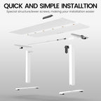 Veken 55 x 23.6 Inch Electric Standing Desk with Adjustable Height, Sit to Stand Computer Table for Study, Work or Gaming, Home Office Desk White