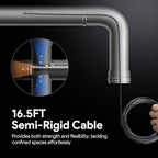 DEPSTECH 7'' IPS Endoscope Camera with Lights, 1080P Triple-Lens Digital Borescope Tool, Inspection Camera with Split Screen, Sound Recording, 16.5ft IP67 Waterproof Snake Cable, 180° Rotation View