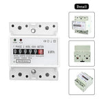 Electric Meter, Single Phase 4P LED DIN-Rail Electricity Power Consumption Wattmeter Energy Meter DDM75S 10 to 40A Digital Display