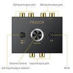 PROZOR 3.5mm & RCA Bi-Directional Audio Switch, 2-in-1-Out / 1-in-2-Out Passive Splitter with Volume Knob & Mute Button, Stereo L/R Audio Switcher Selector Box for Headphones, Amplifiers, Speakers