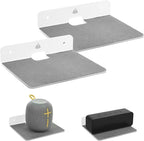 TXEsign Wall Shelves - 2 Pack, Small Wall Mount for Speaker, Webcam, Cell Phones, Display Shelf (Silky White & Transparent, Medium)