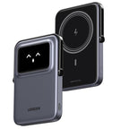 UGREEN Uno Magnetic Power Bank, Wireless Portable Charger, 20W Fast Charging Battery Pack with Foldable Stand and TFT Display 5000mAh for iPhone 17/17 Air/17 Pro/17 Pro Max/16/15/14/13 Series, Black
