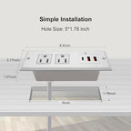 20W Recessed Power Strip USB C Fast Charge Desk Power Outlet Type C Flush Mounted Extension Power Plug for Conference Countertop Desktop Drawer Sofa ETL Listed (White)