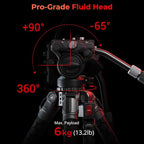SMALLRIG x Potato Jet TRIBEX SE Hydraulic Aluminum Camera Tripod, with Video Fluid Head, 6kg/13.2lb Load, Max Height 166cm, Professional Video Tripod for Interviews/Wedding/Landscape - 5305