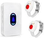 Daytech Wireless Caregiver Pager Wrist Call Button Personal Help Alert Pager System for Home Nurses Caregivers Patients Elderly 2 Alert Watches + 1 Receiver
