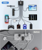 USB C Charging Station 10 Port with 4 USB Cables, 200W GaN Type C Charger Block, Wall Charger Power Strip Adapter Plug for iPad iPhone17 16 15 14 13 12 Pro Max Pixel Note Galaxy