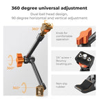 K&F CONCEPT 11" Magic Arm Clamp Kit with ARRI 1/4" & 3/8" Thread Screw, 360° Ball Heads Arm with Clamp Mount for DSLRs, Camera Cage, Monitor, LED Light, Webcam, Action Camera