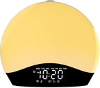 Wake Up Light Sunrise Alarm Clock for Kids, Heavy Sleepers, Bedroom, White Noise Sound Machine with 5W Stereo Bluetooth Speaker, 25 Natural Sounds, Dual Alarms, 17 Color Night Lights, Ideal for Gift