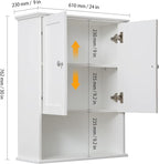 White Bathroom Wall Cabinet Over The Toilet Storage Cabinet, 24x30 Inch Wood Medicine Cabinets Wall Mounted Bathroom Cabinet with Doors for Laundry Room, Bedroom Kitchen