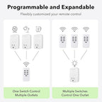 BN-LINK Mini Wireless Remote Control Outlet Switch Power Plug in for Household Appliances, Wireless Remote Light Switch, LED Light Bulbs, White (1 Remote + 3 Outlet) 1250W/10A