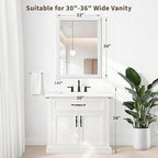 White Wood Effect Framed Wall Mirror, 22x30 Rectangle Mirror, 1/8" Anti-desilvering Tempered Glass, Sustainable& Sturdy Frame, Anti-Rust, HD Reflection &3min Fast Setup for Bathroom Living Room