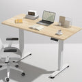 Veken 47.2 Inch Electric Standing Desk, Height Adjustable Sit Stand Up, Wood Desktop, Work Home Office Computer PC Desks, Gaming Writing Study Bedroom Rising Table, Nature