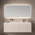 48IN Bathroom Vanity - Smart Defogging Mirror Cabinet | Waterproofing Technology & Wave Shaped Door Panel, Floating Bathroom Vanities with Large Storage Space (Mirror)