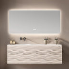 48IN Bathroom Vanity - Smart Defogging Mirror Cabinet | Waterproofing Technology & Wave Shaped Door Panel, Floating Bathroom Vanities with Large Storage Space (Mirror)