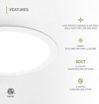 ASD 1 Pack 11/12 Inch LED Recessed Lighting 24W, 5 CCT 2700K-5000K CRI90+, IC Rated Ultra Thin Dimmable Ceiling Lights with J Box, Canless Wafer Downlight, Round Slim Panel Light, UL Listed, White