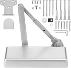 Dynasty Hardware Door Closer, Grade 1 Heavy Duty Commercial Hydraulic Closer & Hold Open Arm, Self-Closing, Adjustable Spring Size 1-6, ADA Compliant, Surface Mount, Sprayed Aluminum, Series 4401