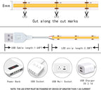 UVTaoYuan Short Led Strip Lights 5V USB LEDs Display Cabinet Lighting USB 8mm Small COB LED Strip Light 4000K Warm White Not Dimmable Flexible led for Home DIY TV Lights Indoor Use (3.28FT /1M)