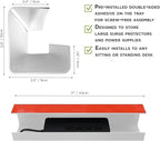 No-Screw Under Desk Cable Management Tray - Self-Adhesive Installation, Cord Management, Cable Tray, Under Desk Wire Organizer - White Set of 2