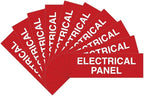 All Quality Basic Electrical Panel Sign - Fire Regulation Safety Compliance Sign -Red - Large (10 Pack)