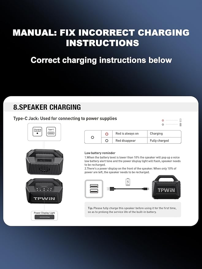 TPWIN Portable Bluetooth Speakers - Wireless Jobsite Speaker 80W Peak, TWS, Light Shows, Loud Speaker with Deep Bass, BT 5.3, IPX6 Waterproof, 20H Playtime for Outdoor Beach Camping Garage - Yellow