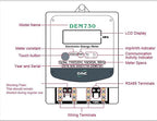 DAE DEM730P Electric kWh Submeter, RS485, 1P3W (2 Hot wire, 1 Neutral), 120/240V, 50A, Internal CT