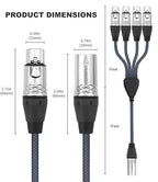HUALEU 3Pin XLR 1 Male to 4 Female Splitter Cable 2Feet,4WAY XLR Four-Input and one-Output Parallel Connection Adapter,4 Microphone inputs Converted to 1 Output,4 in to 1 Out Aduio Splitter Cable